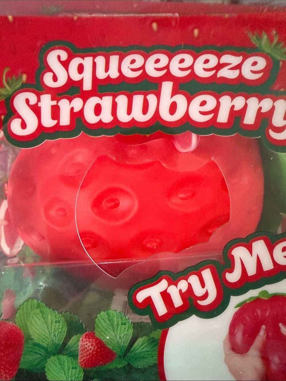 Squeeze Strawberry Squeeze Toy - Red/Green